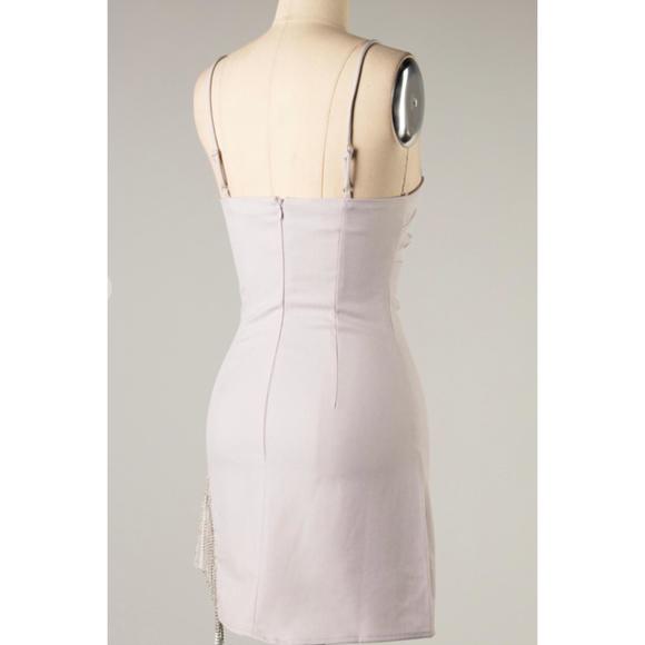 NEW LE LIS rhinestone fringe dress in lavender - Picture 3 of 3